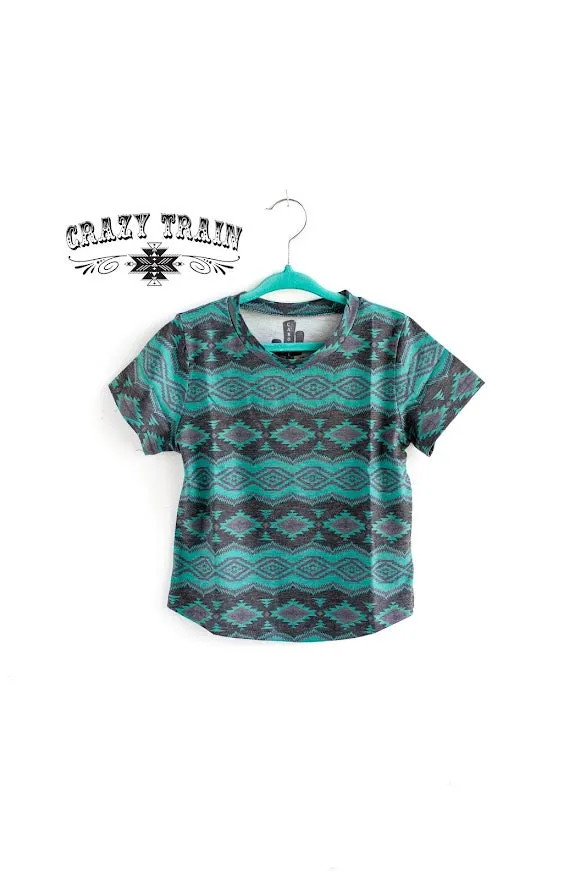 Crazy Train Kids Rowdy Child Turquoise Aztec Tee