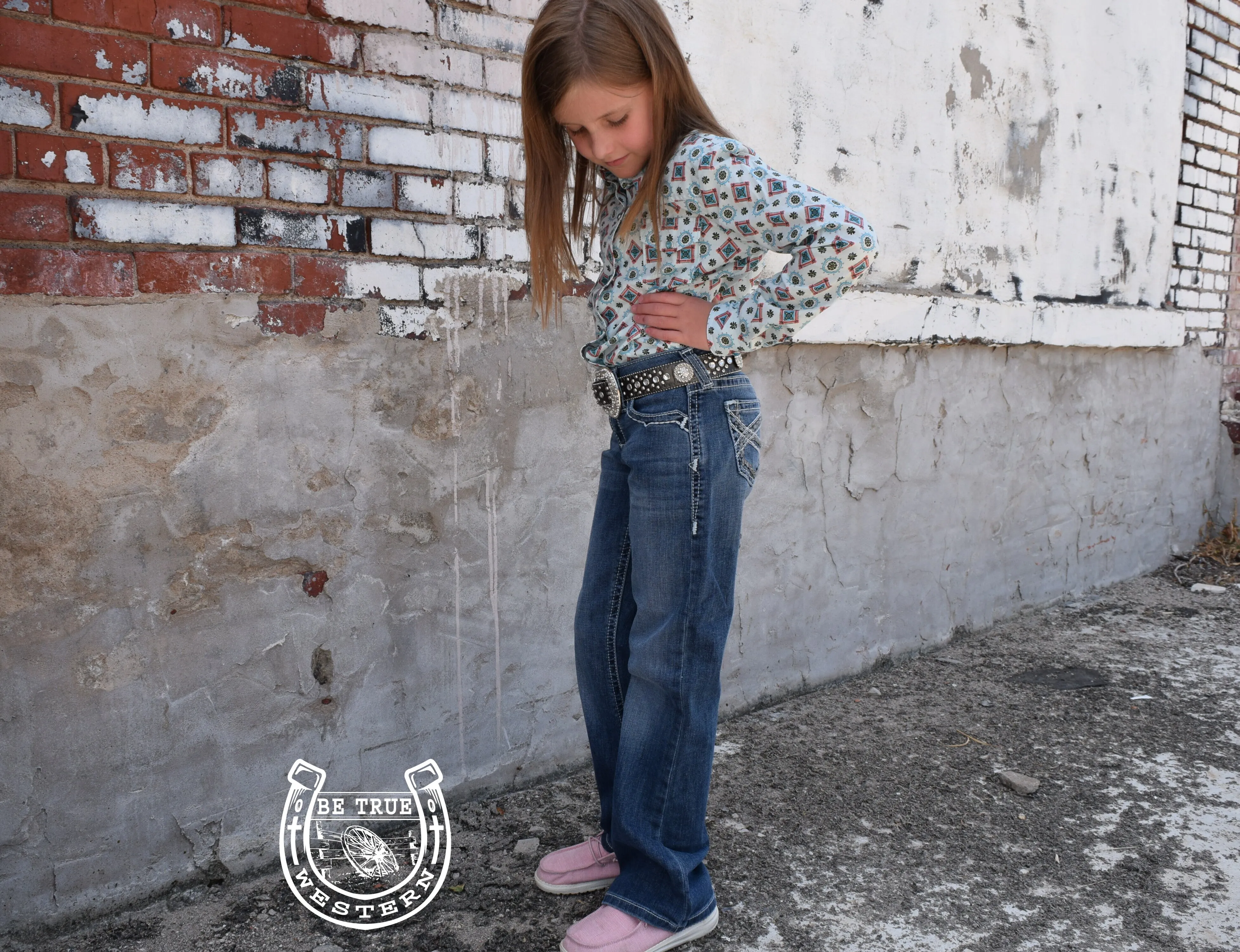 Cruel Girl Light Blue Print Snap Western Shirt