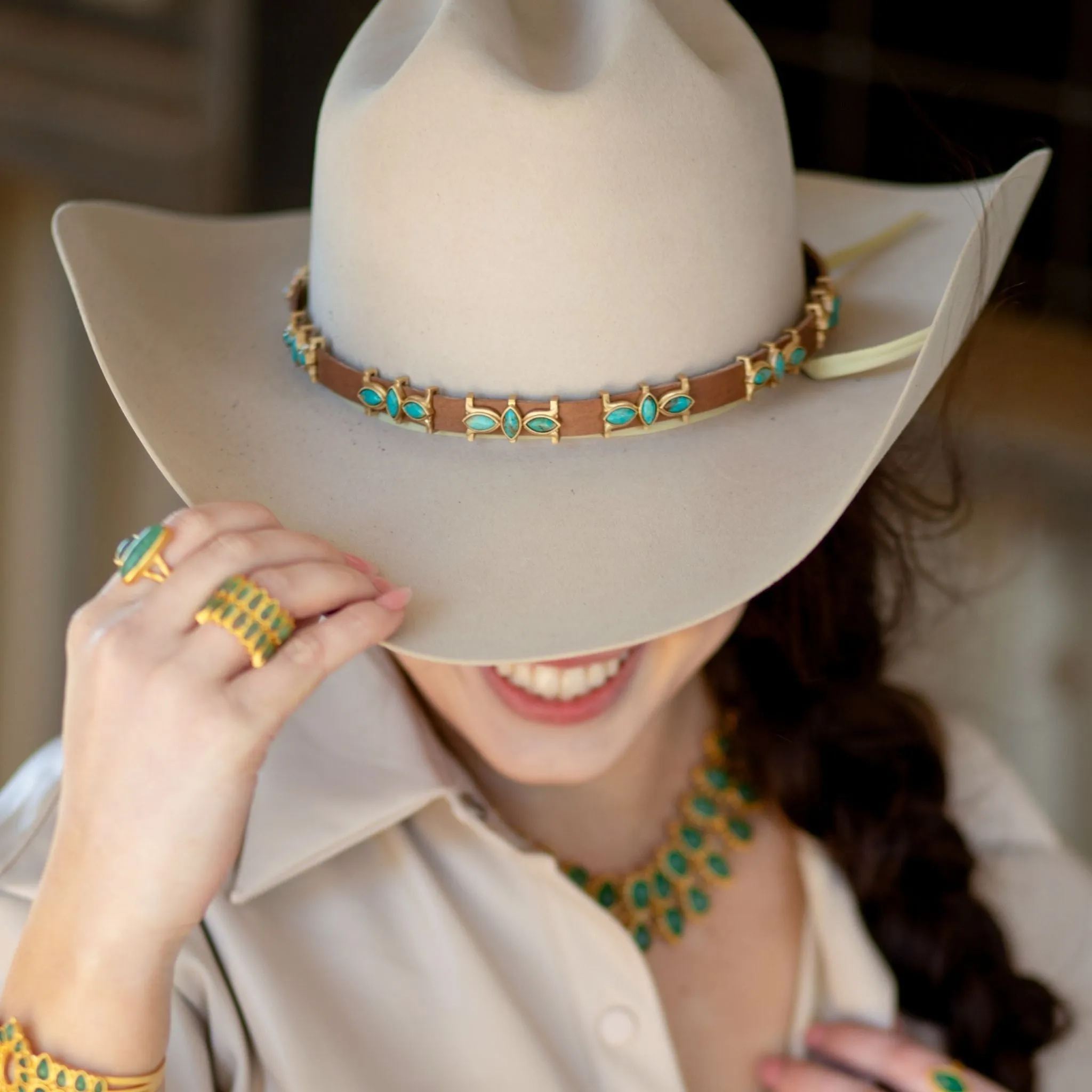 Desert Flower Hat Band  - Turquoise