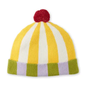 Dusen Dusen Cotton Striped Beanie - Purple/ Yellow