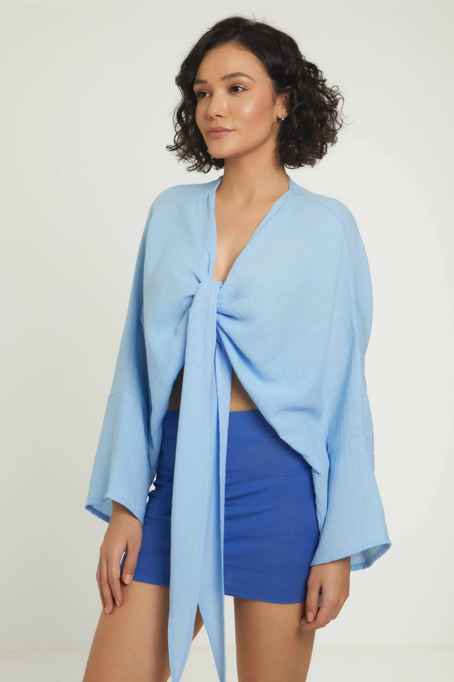 EASY BREEZY TIE FRONT TOP - BLUE