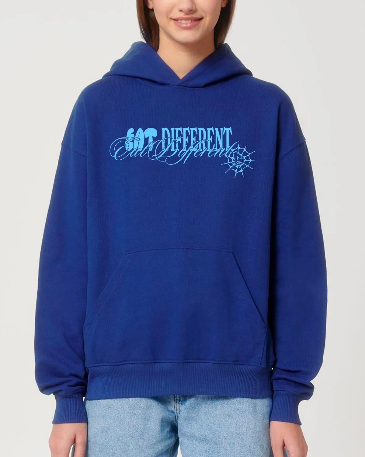 Eat Different Deluxe Organic Box Hoodie - Cobalt Blue