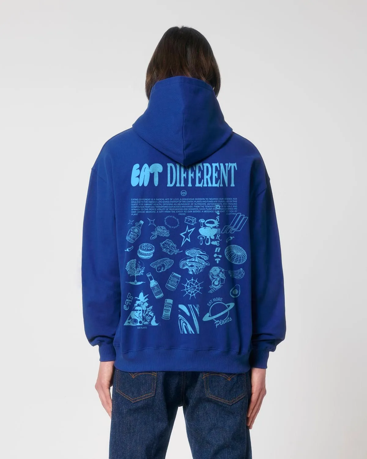 Eat Different Deluxe Organic Box Hoodie - Cobalt Blue