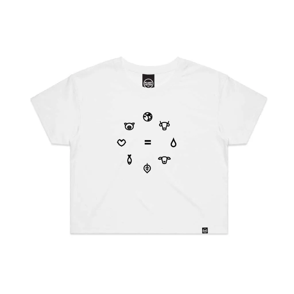 Equal Beings - White x Black Crop Tee