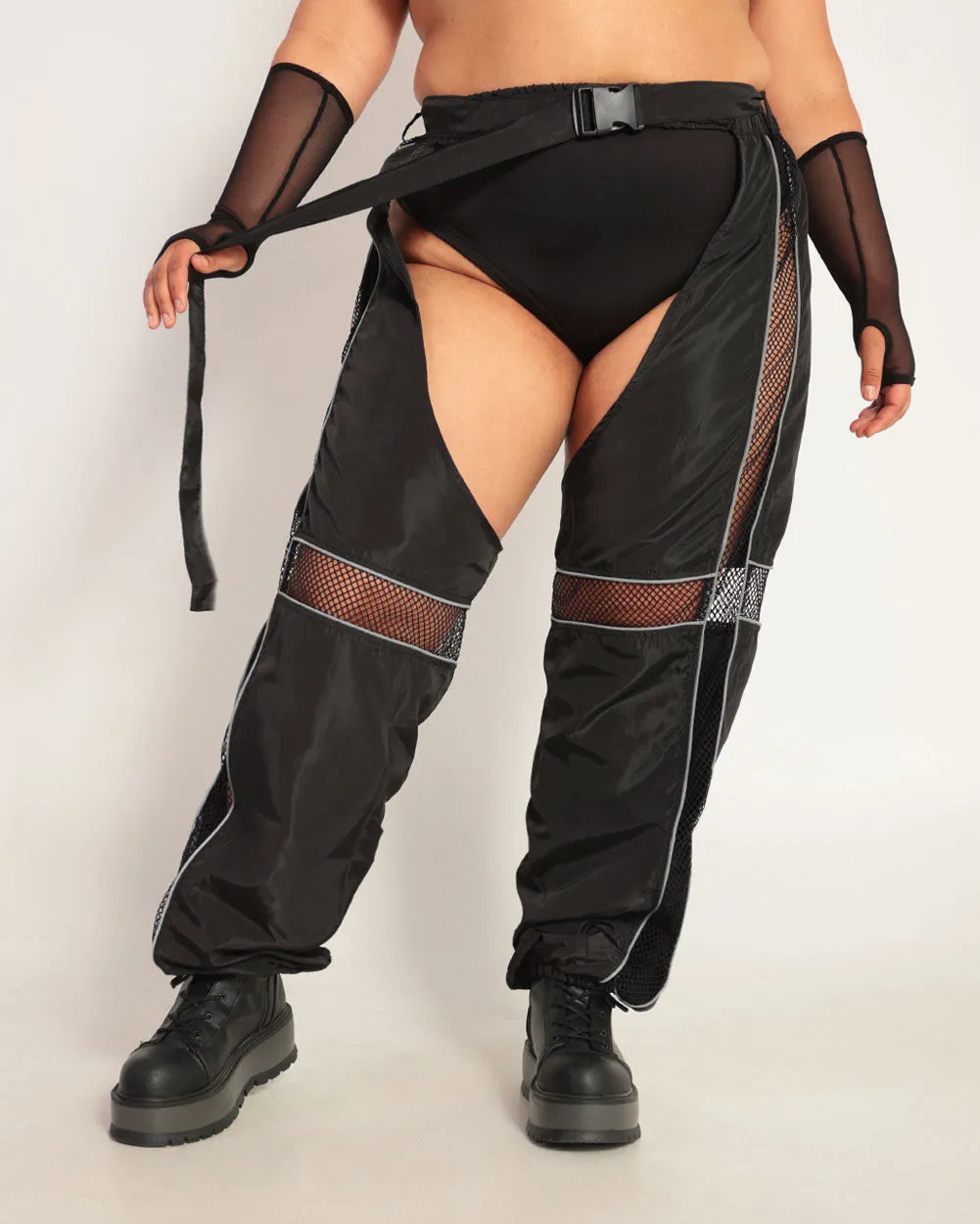 Evolution Chaps with Silver Reflective Stripes & Fishnet Panels