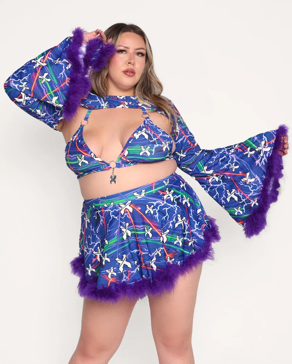 Excision x iHeartRaves High Voltage Marabou Ultra Crop Top