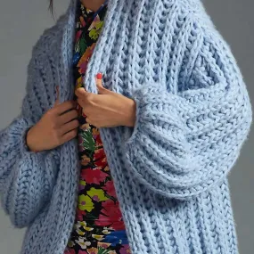 Fall Into The Void Baby Blue Chunky Oversized Cardigan