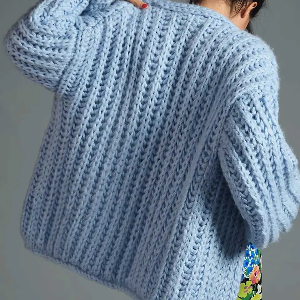 Fall Into The Void Baby Blue Chunky Oversized Cardigan