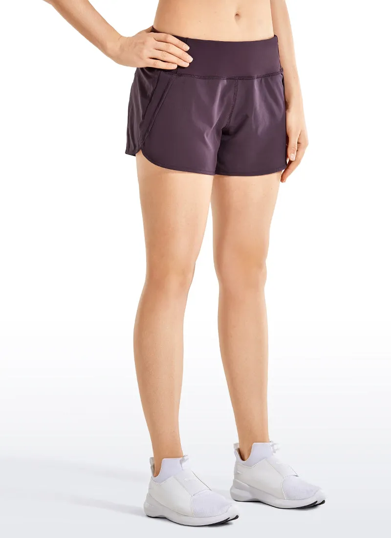 Feathery-Fit Mid-Rise Lined Shorts with Flat Waist 4''