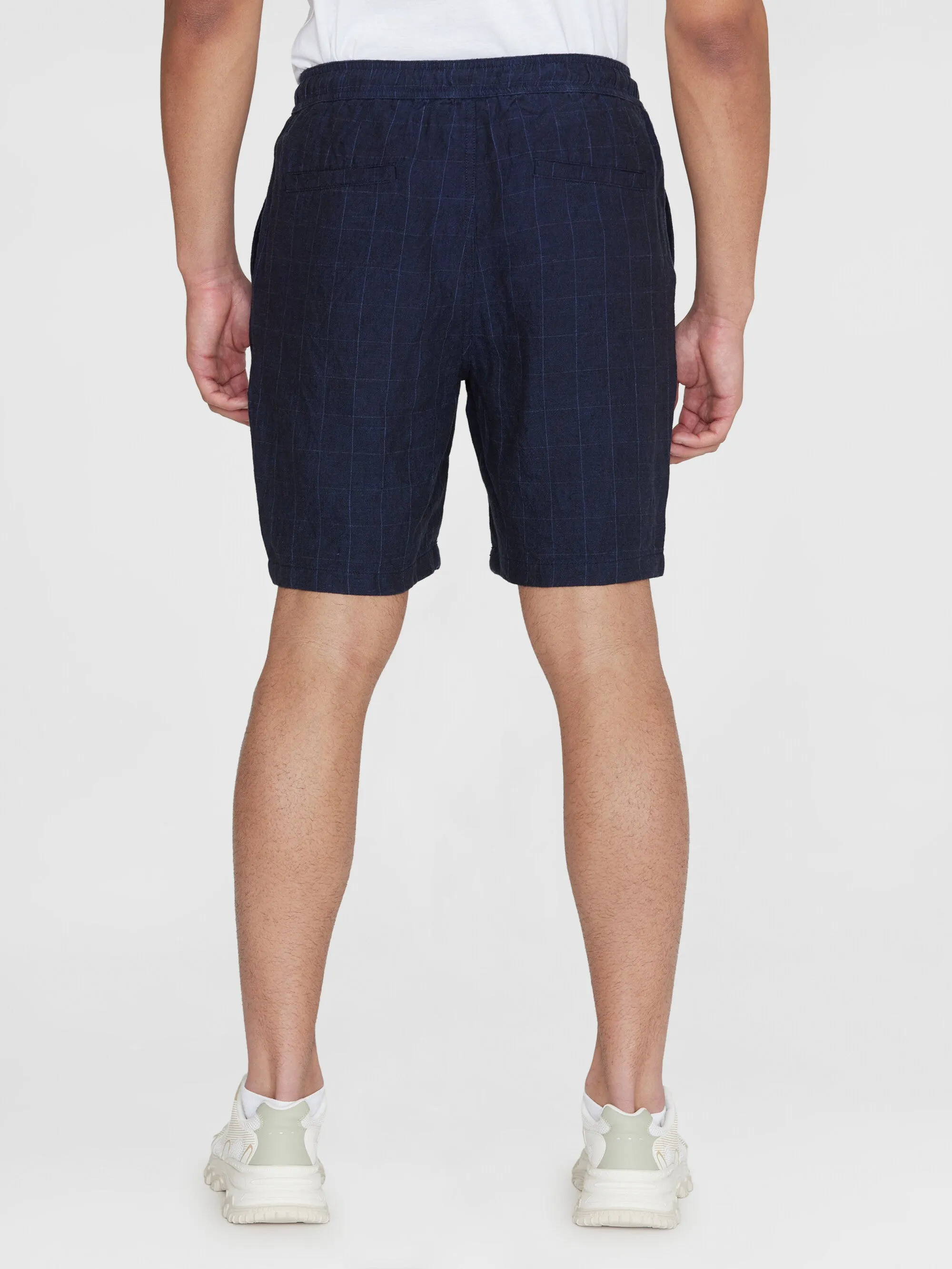 FIG loose checked linen shorts - GOTS/Vegan - Night Sky