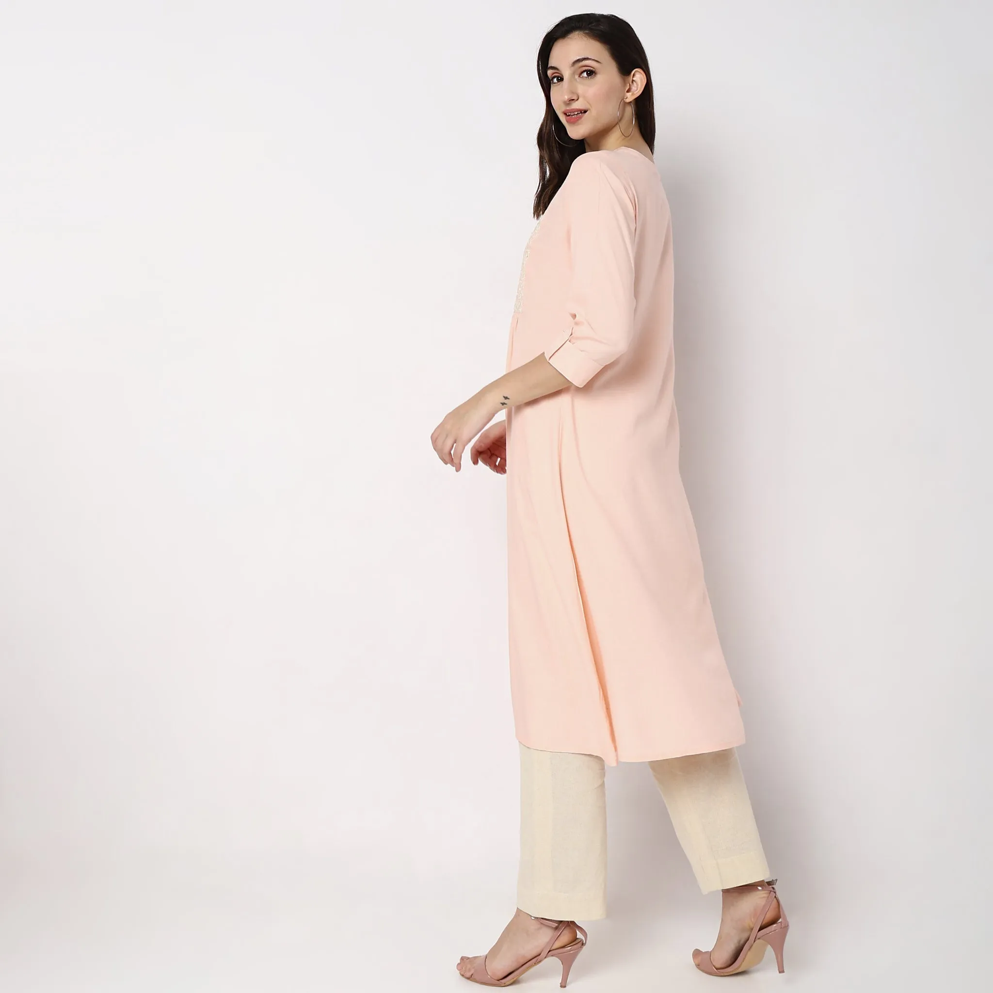 Flare Fit Embellished Kurta