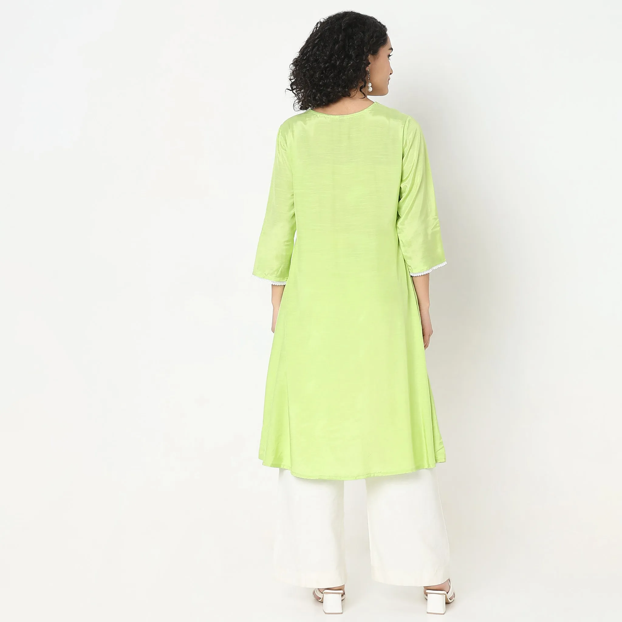 Flare Fit Embroidered Kurta