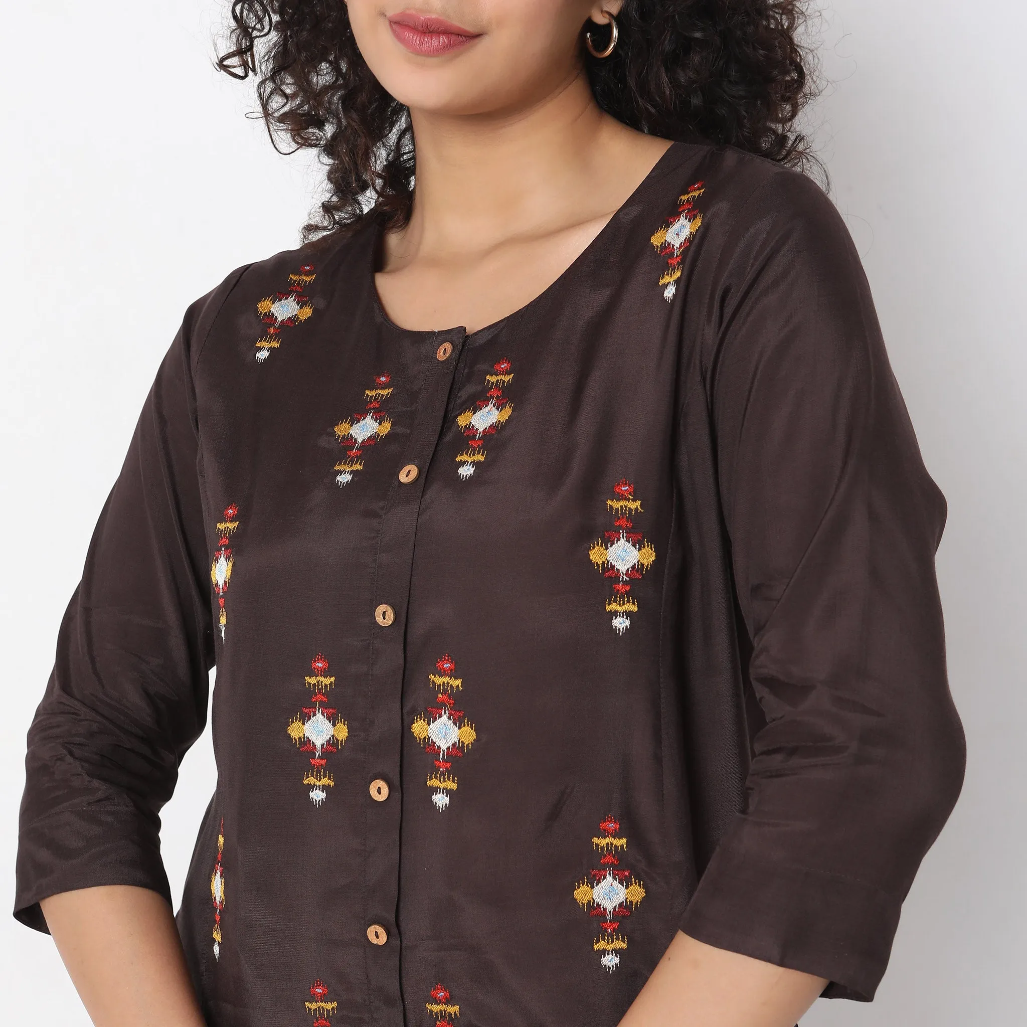 Flare Fit Embroidered Kurta