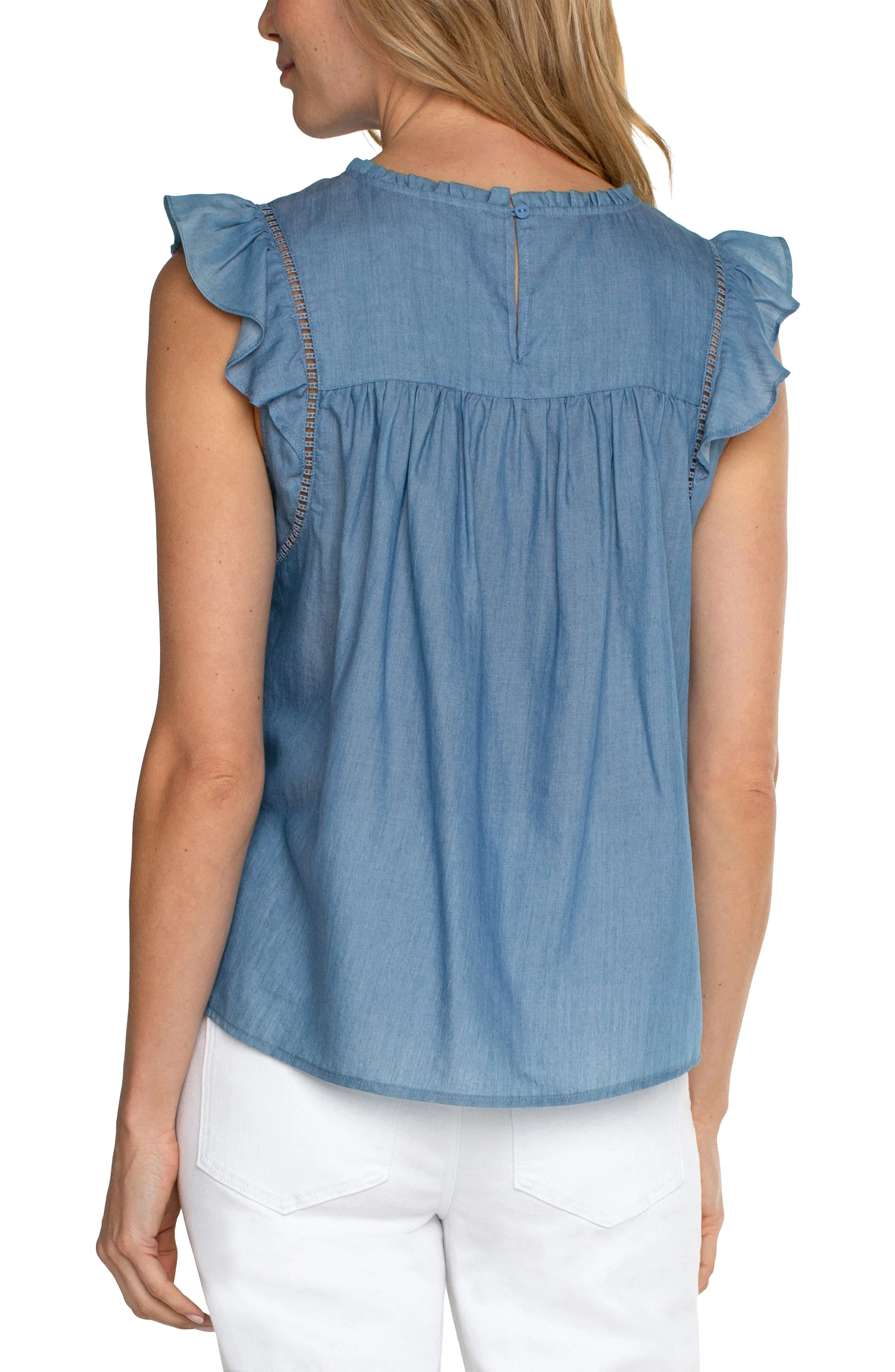 FLUTTER SLEEVE WOVEN TOP