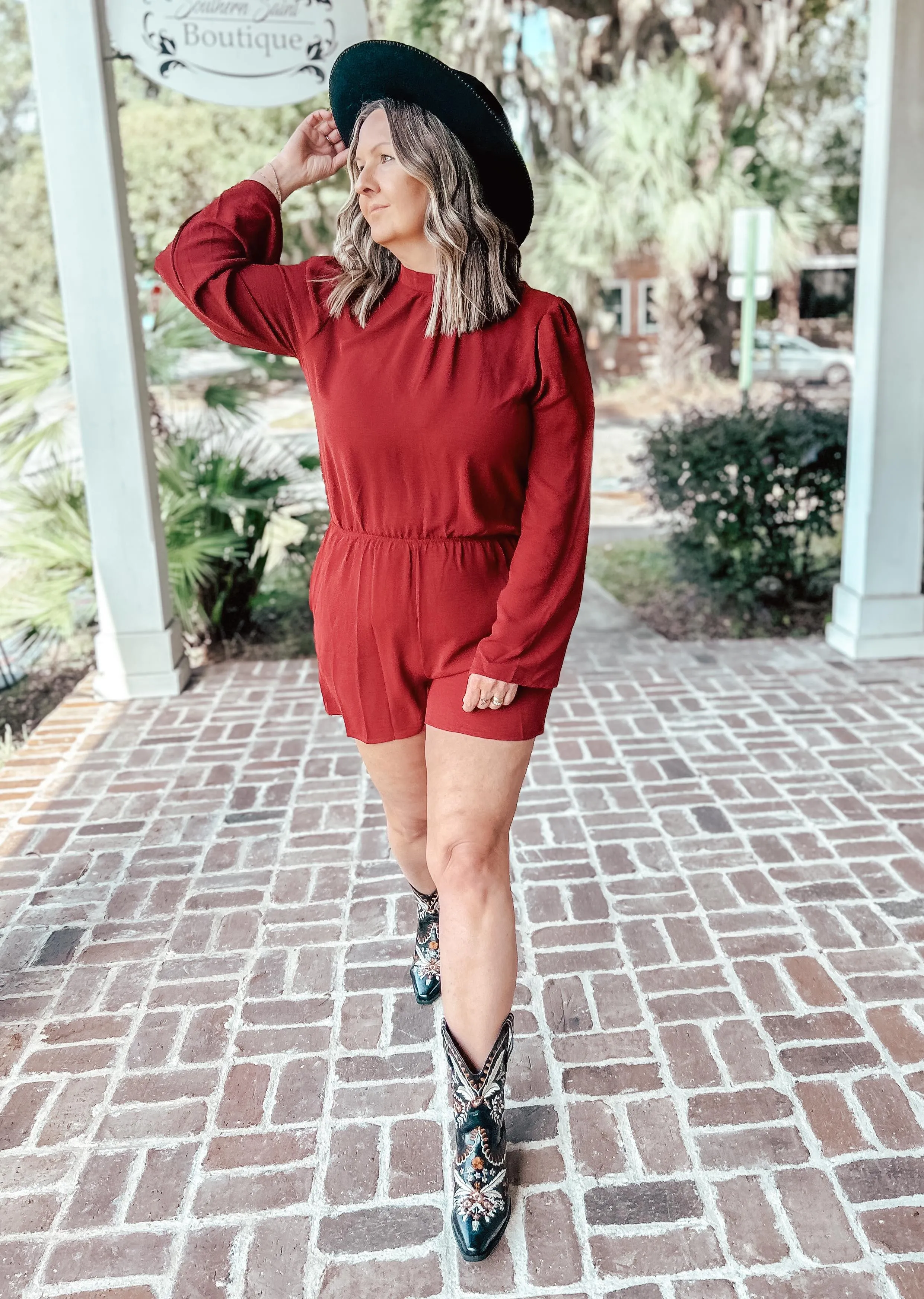 Forever Curvy Romper | Burgundy