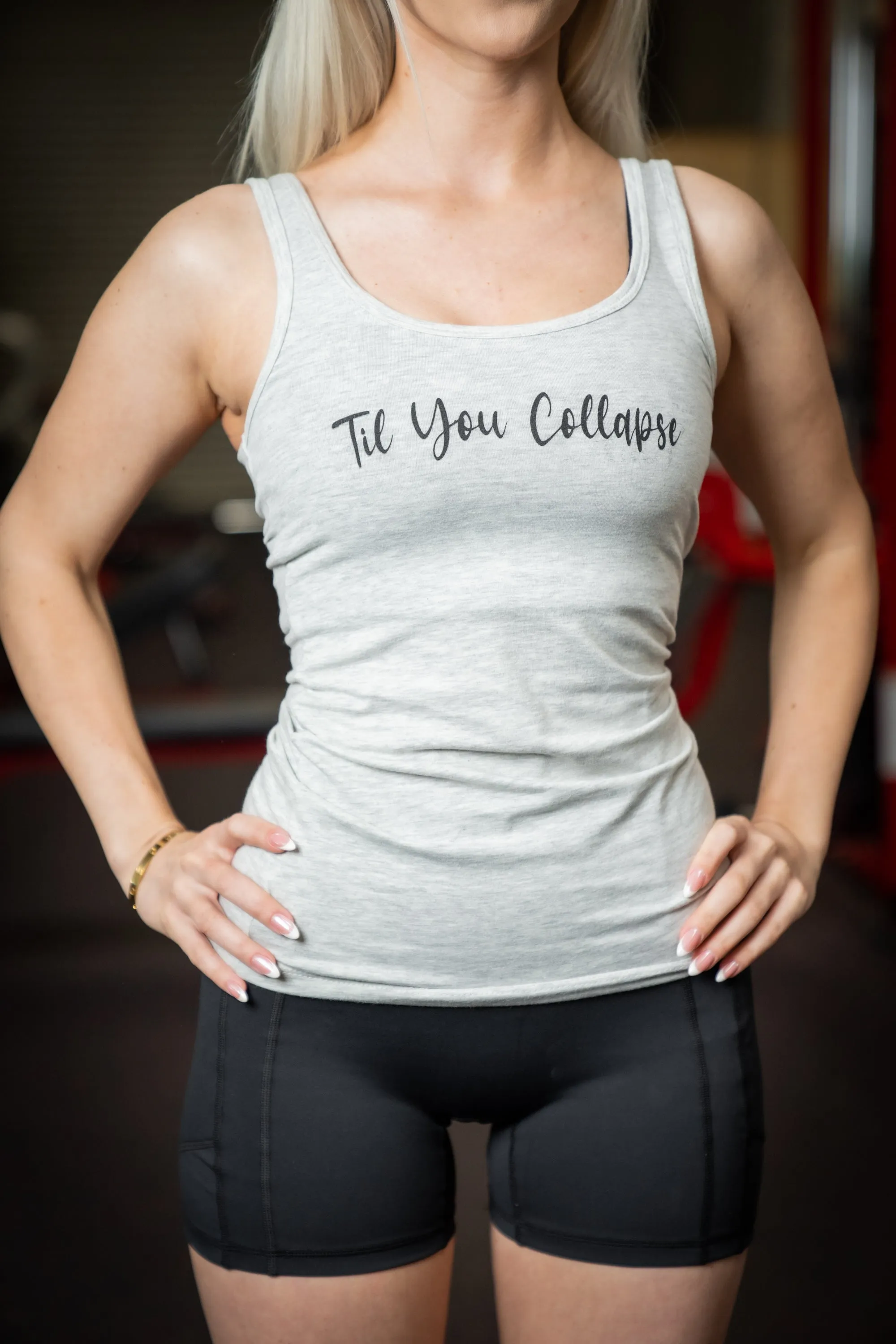 Full Length 'Til You Collapse' Tank - Light Grey