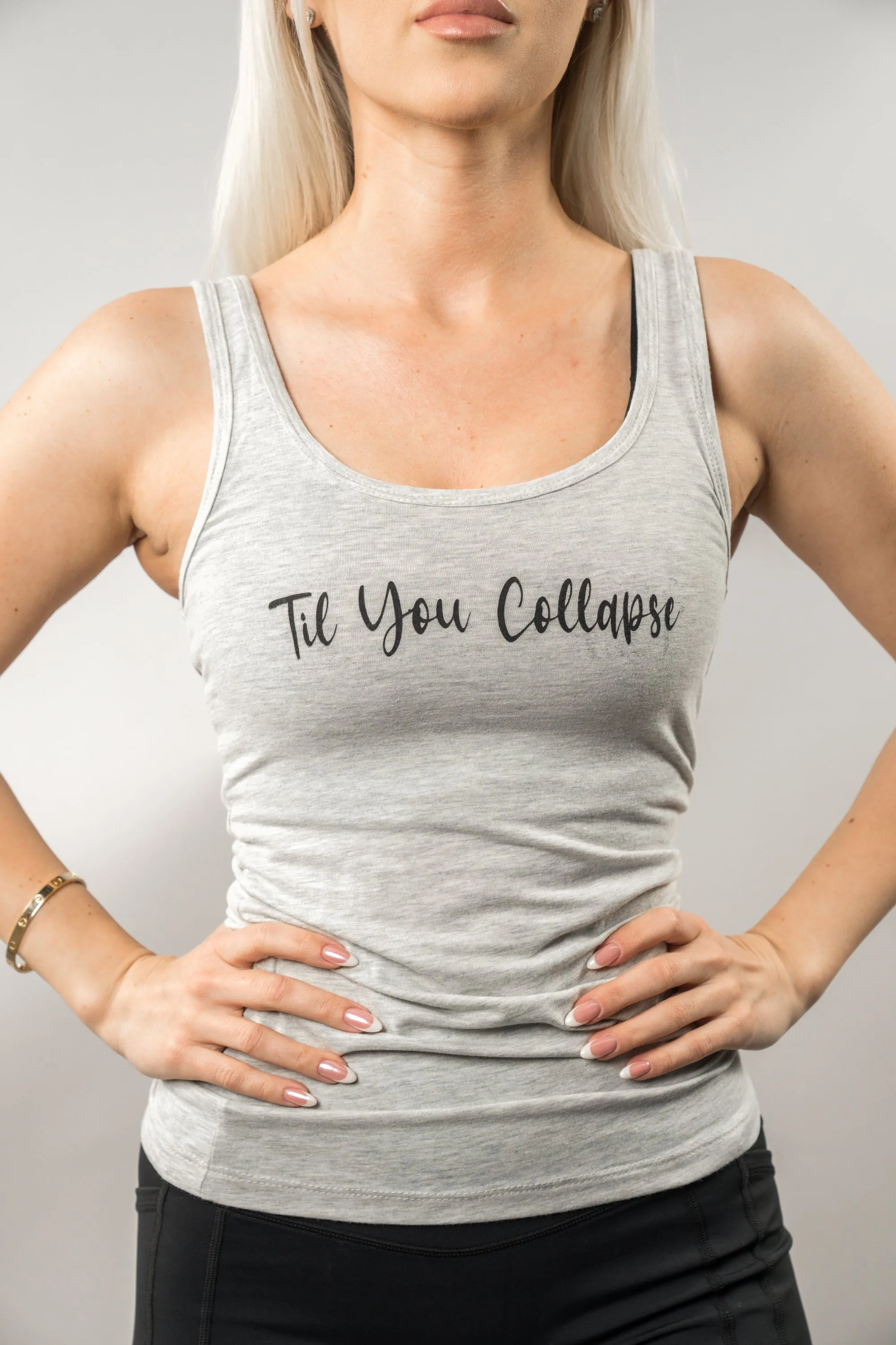 Full Length 'Til You Collapse' Tank - Light Grey