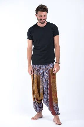 Geometric Mandalas Drop Crotch Men's Harem Pants in Bronze