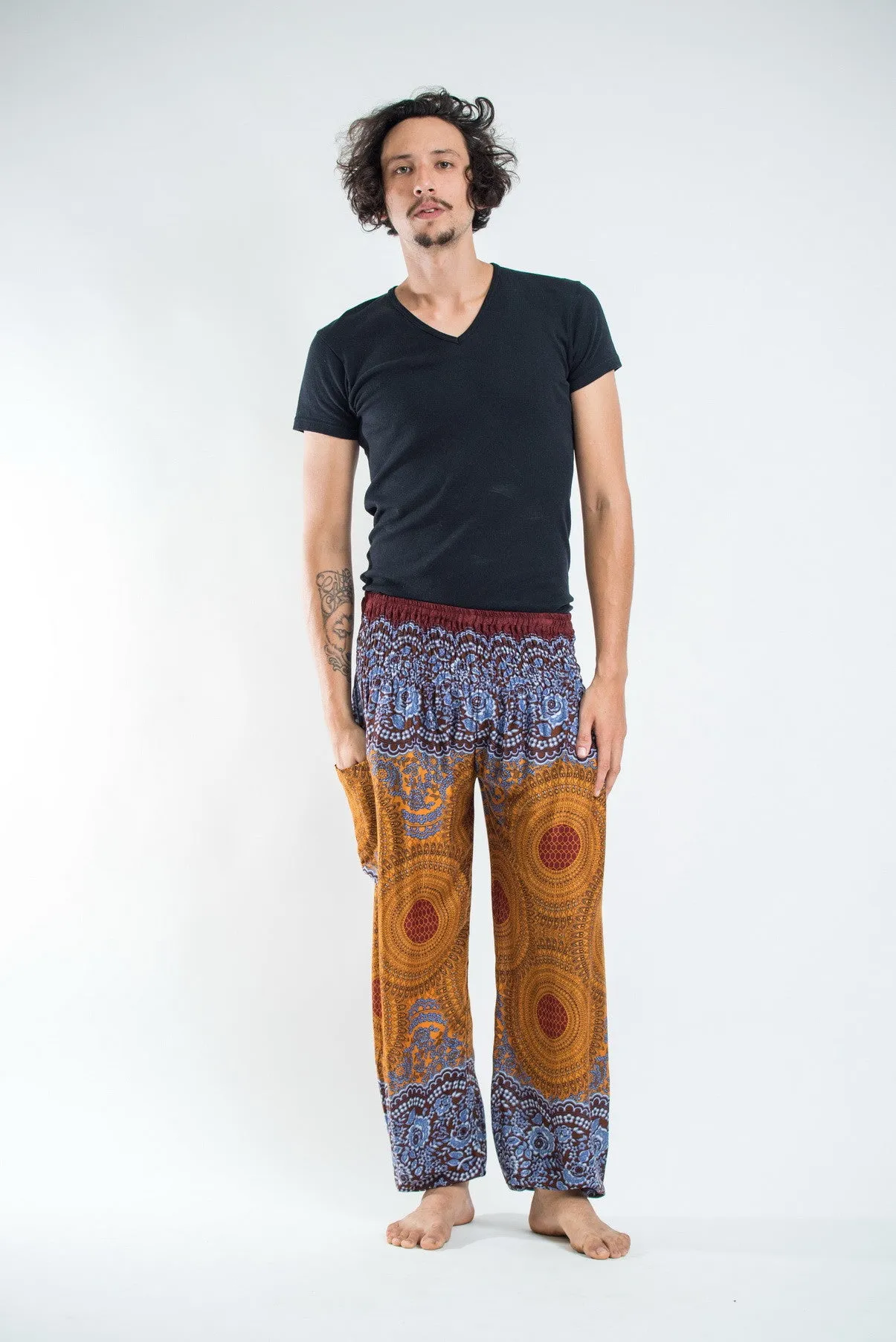 Geometric Mandalas Men's Harem Pants in Bronze