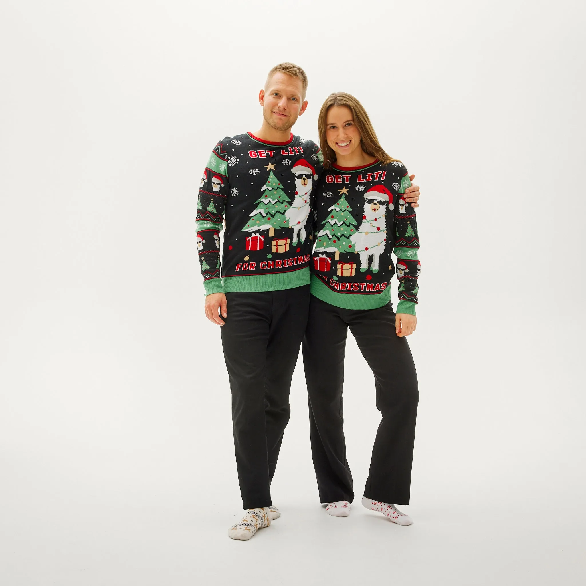 Get Lit Llama Christmas Sweater - Dame