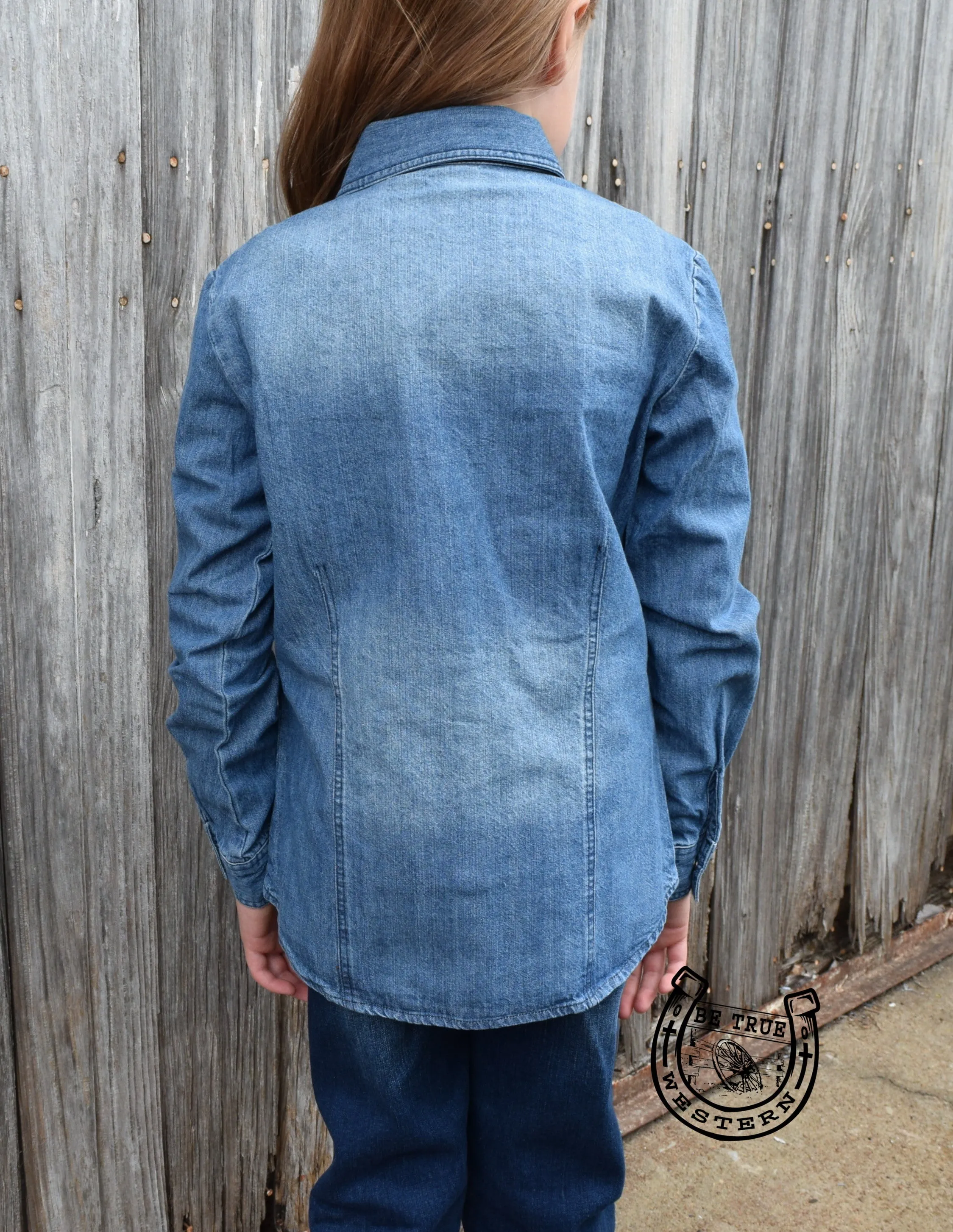 Girls Denim Long Sleeve Button Down by Cruel Girl