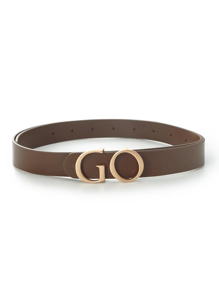 GO Letter Middle Size Women Leather Belt