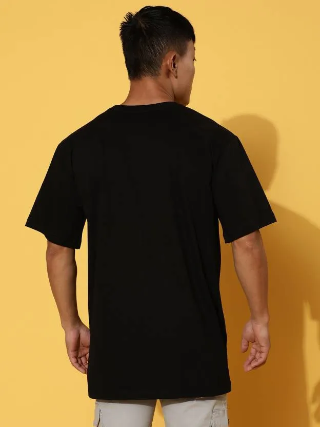 Good Things Black Oversized Pocket Graphic Printed Tshirt