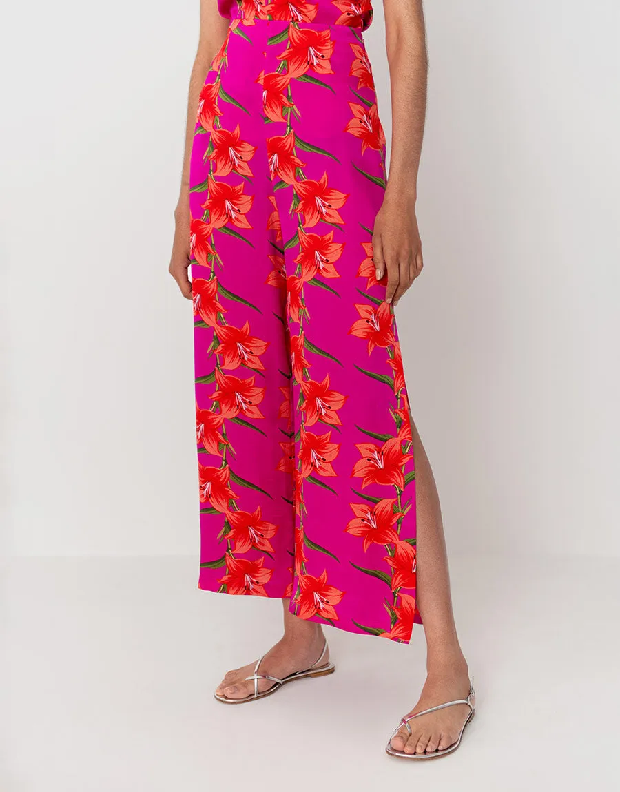 Halia Hammered Satin Trouser - Lily Fuchsia