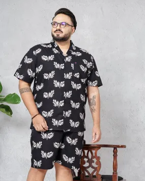 Hardsoda Men Black Plus Size Floral Lounge Set