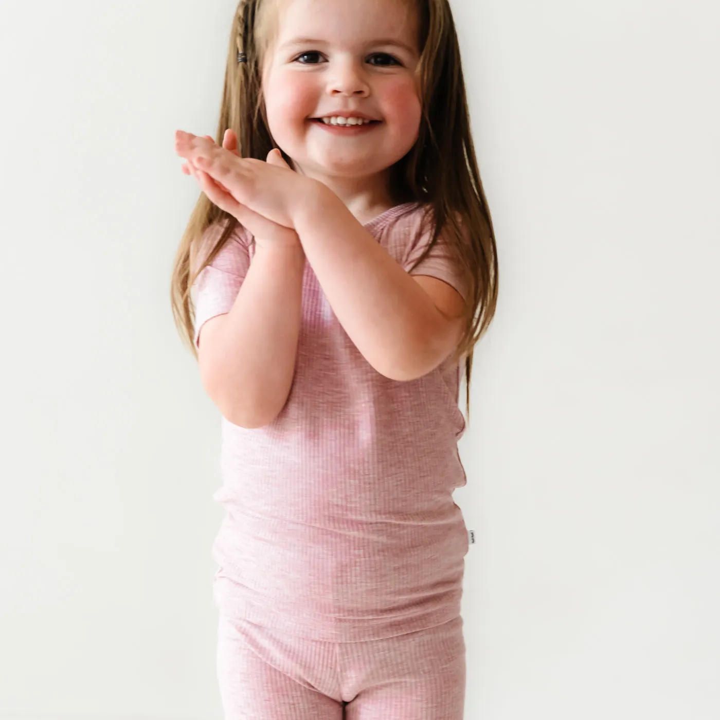 Heather Mauve Ribbed Two-Piece Short Sleeve & Shorts Pajama Set