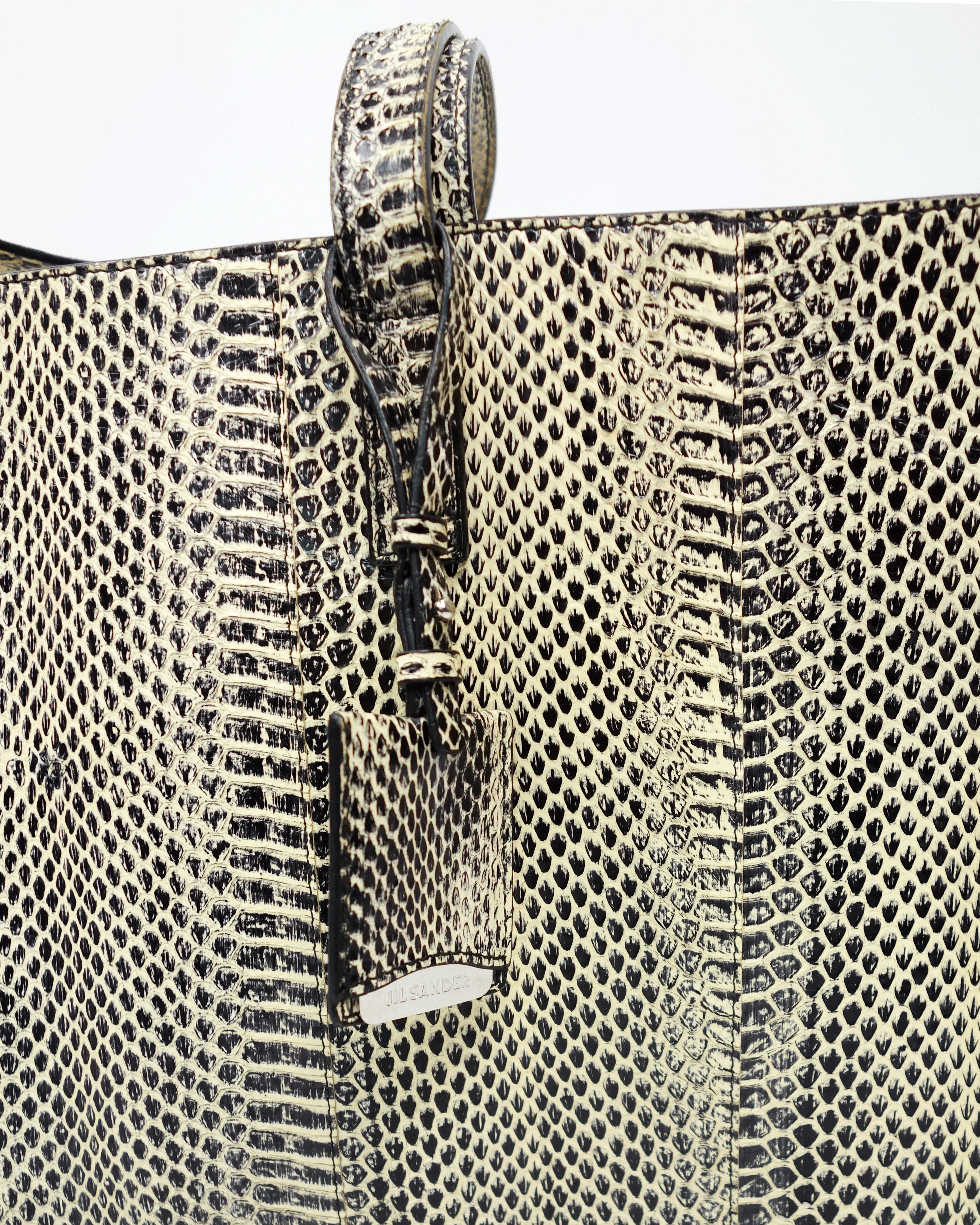 Jil Sander Snake-Skin Textured Leather Tote Bag 2000's