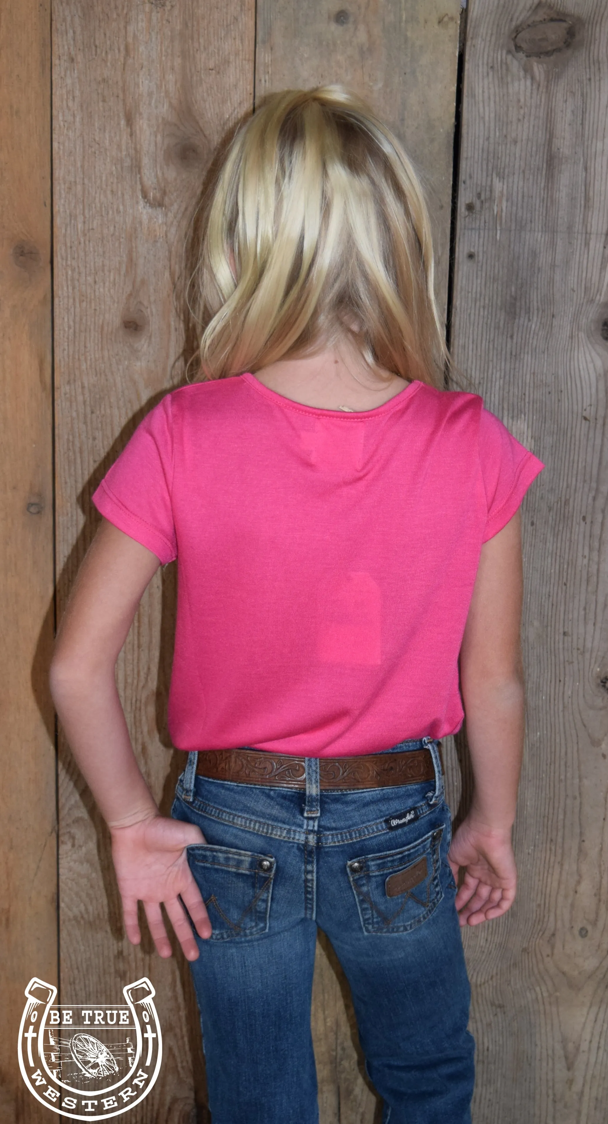 Kids Hot Pink Criss Cross V-neck Bestie Tee