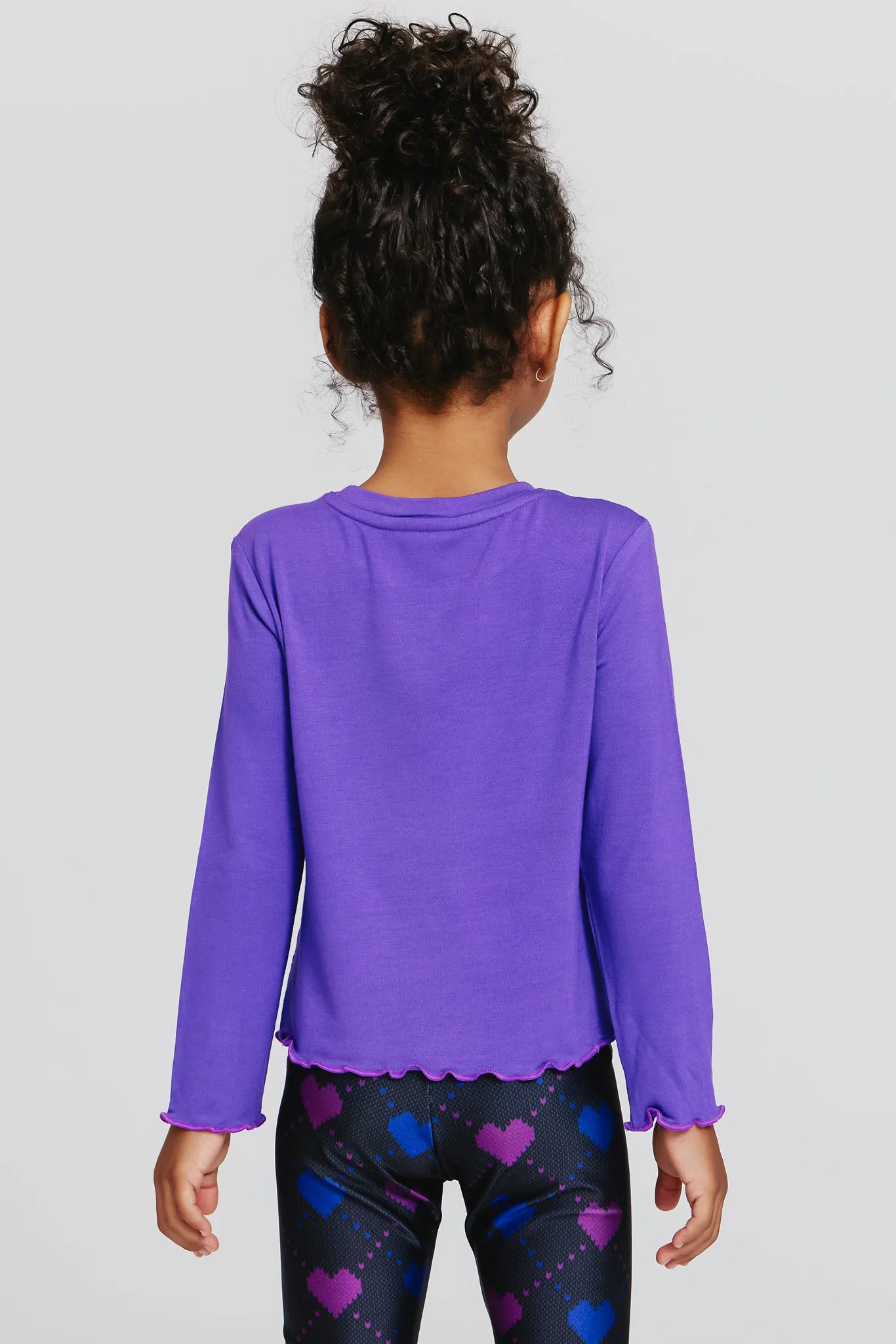 Kids Lettuce Edge Long Sleeve Crop Tee in Labyrinth