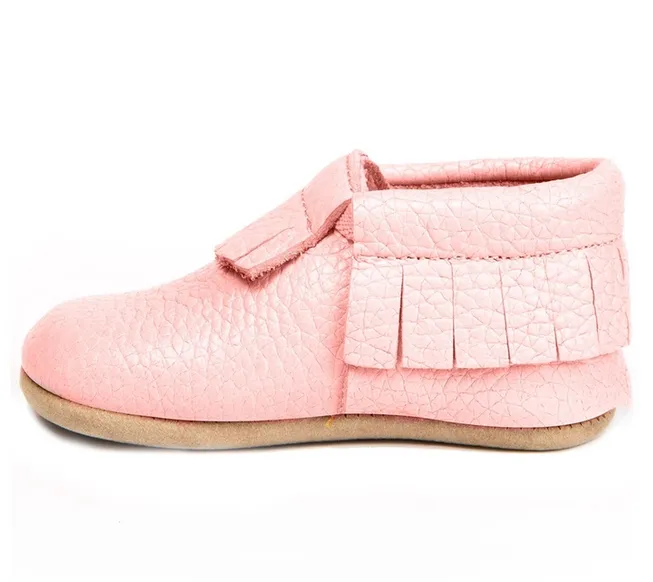 Leather Baby Moccasins Pink