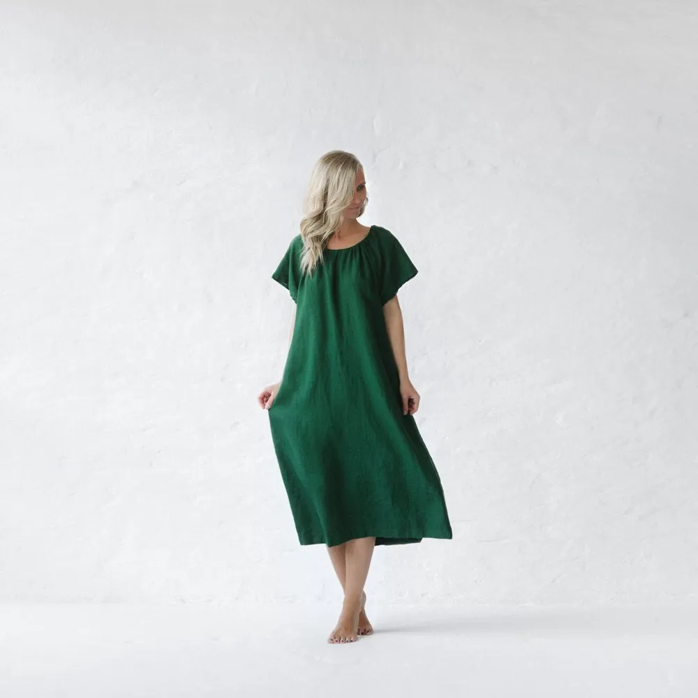 Linen dress boho green by Seaside Tones