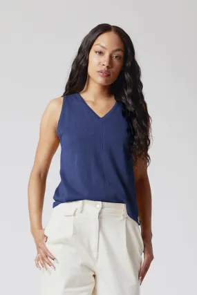 MALA Organic Linen Knit Vest - Blue