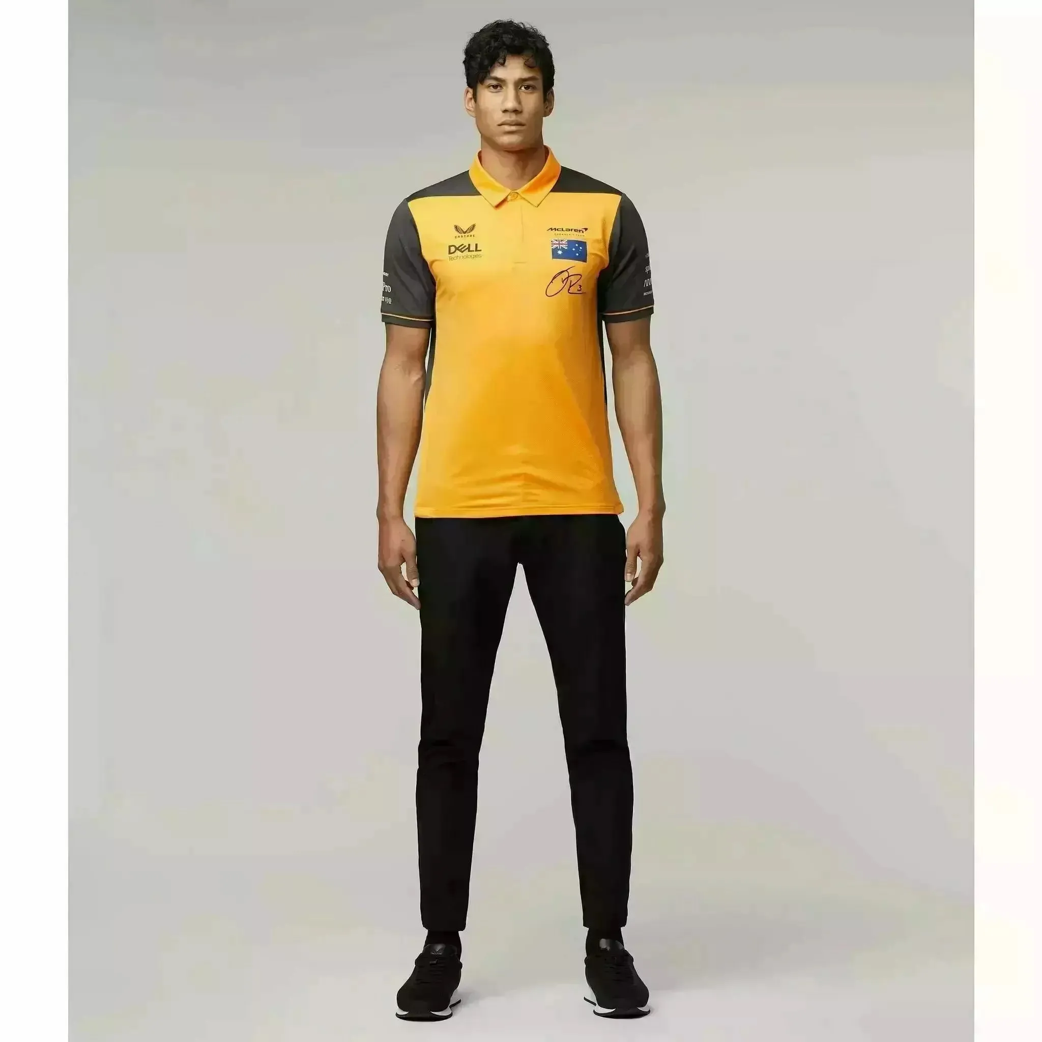 McLaren F1 Men's Daniel Ricciardo Team Drivers Polo Shirt - Papaya/Phantom