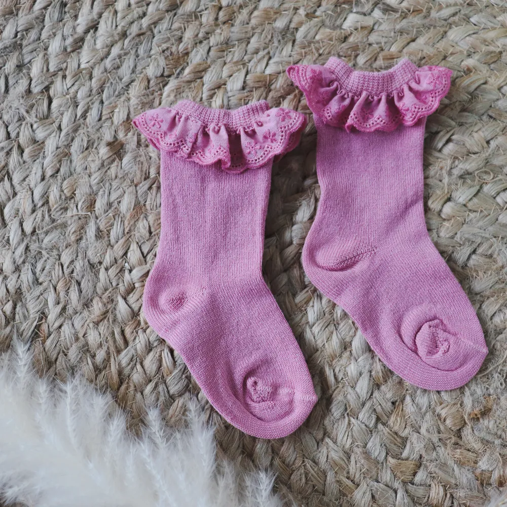 Meia Pata Old Pink Lace Knee Socks