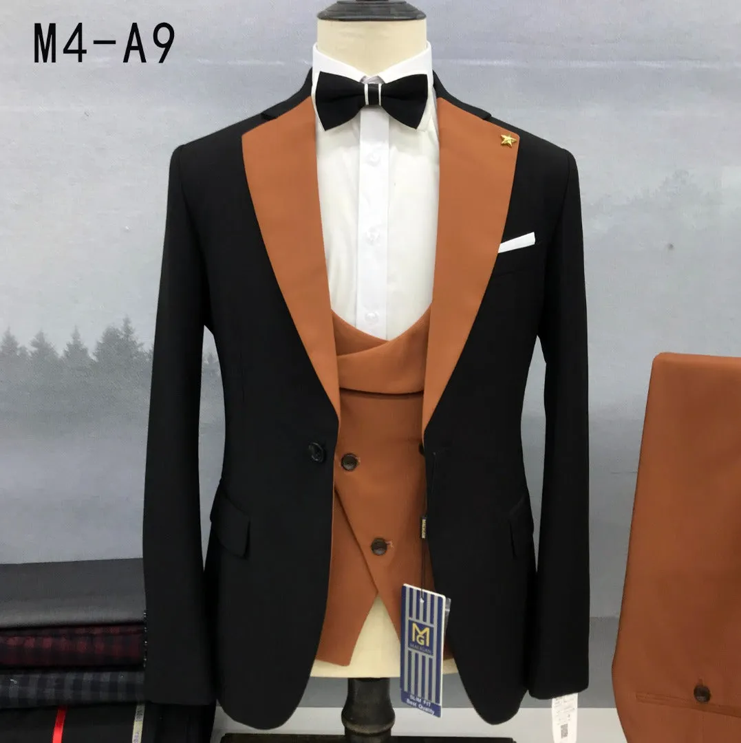 Men’s Dual Shade Premium Tuxedo Suit 3 Pieces Smart Fit Dress   - M4