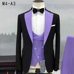 Men’s Dual Shade Premium Tuxedo Suit 3 Pieces Smart Fit Dress   - M4