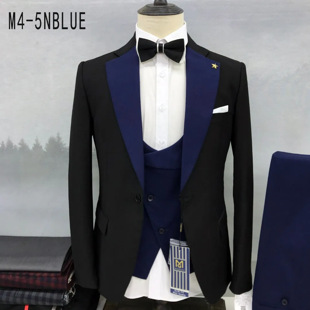 Men’s Dual Shade Premium Tuxedo Suit 3 Pieces Smart Fit Dress   - M4