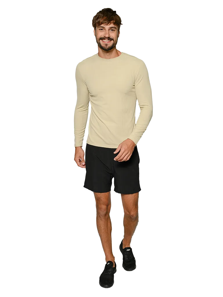 Men's Ribbed Long Sleeve Ultra Light Weight Sun Shirts in solid colors