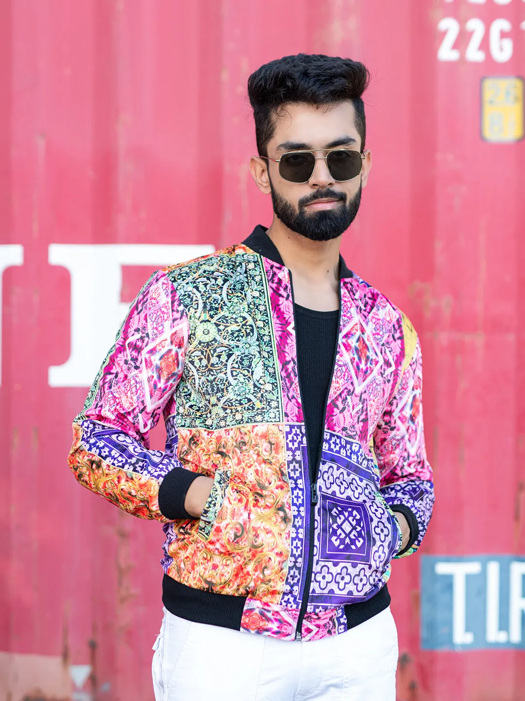 Multicolor Paisley Printed Velvet Jacket