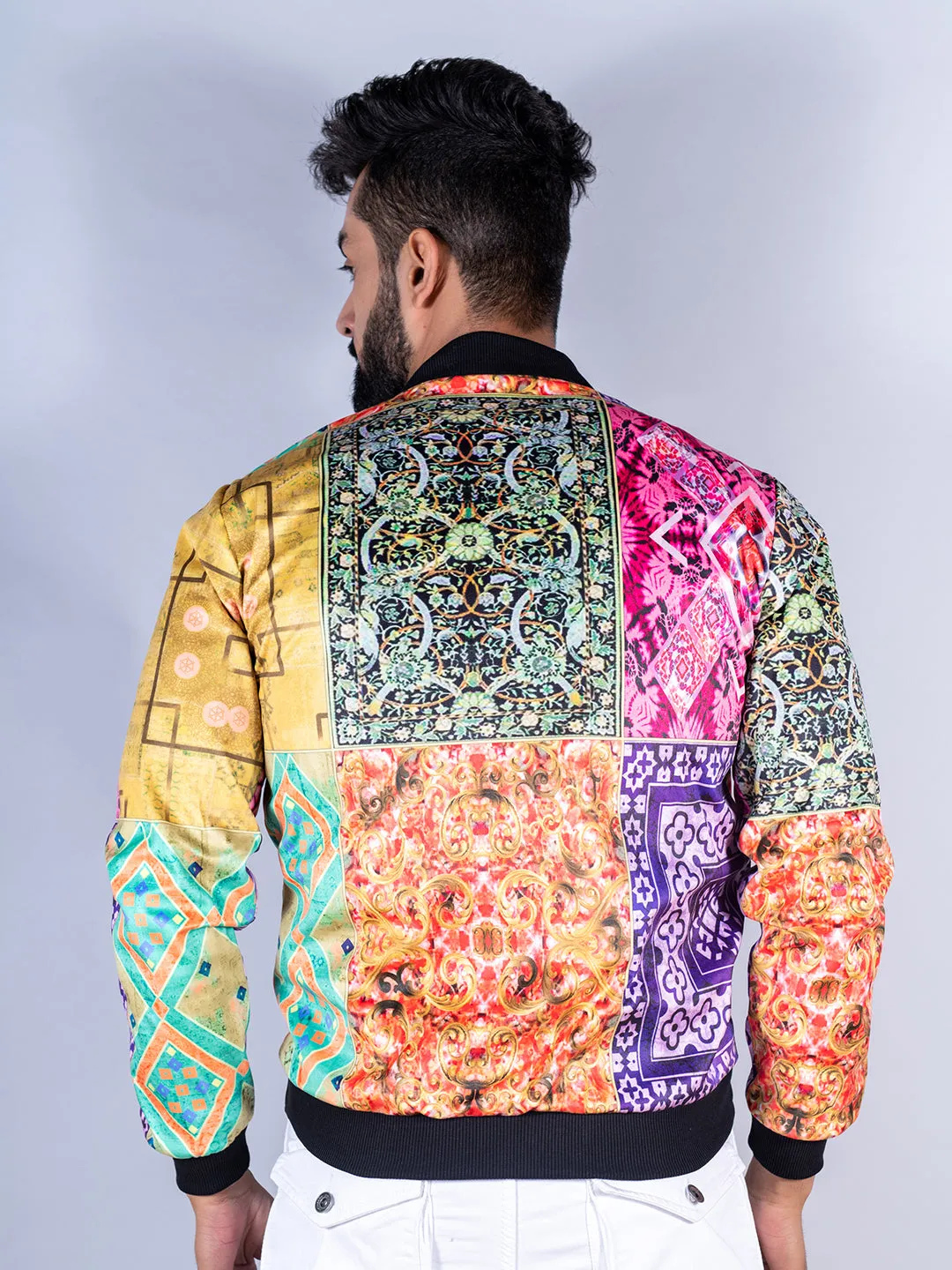 Multicolor Paisley Printed Velvet Jacket