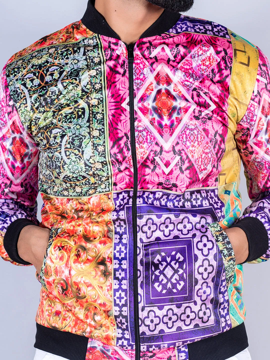 Multicolor Paisley Printed Velvet Jacket