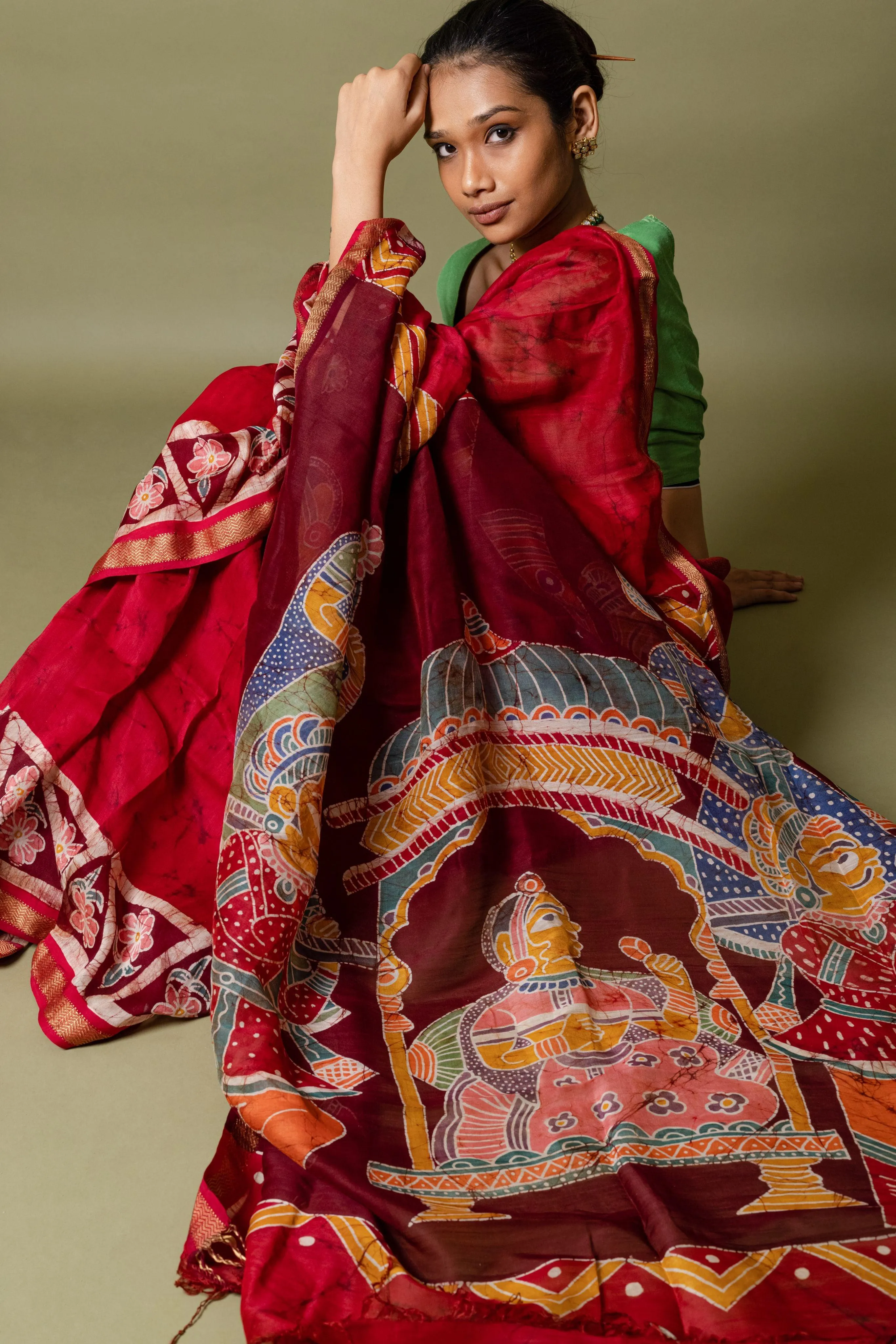 Narmada -Dulhan Batik Phad Maheswari saree