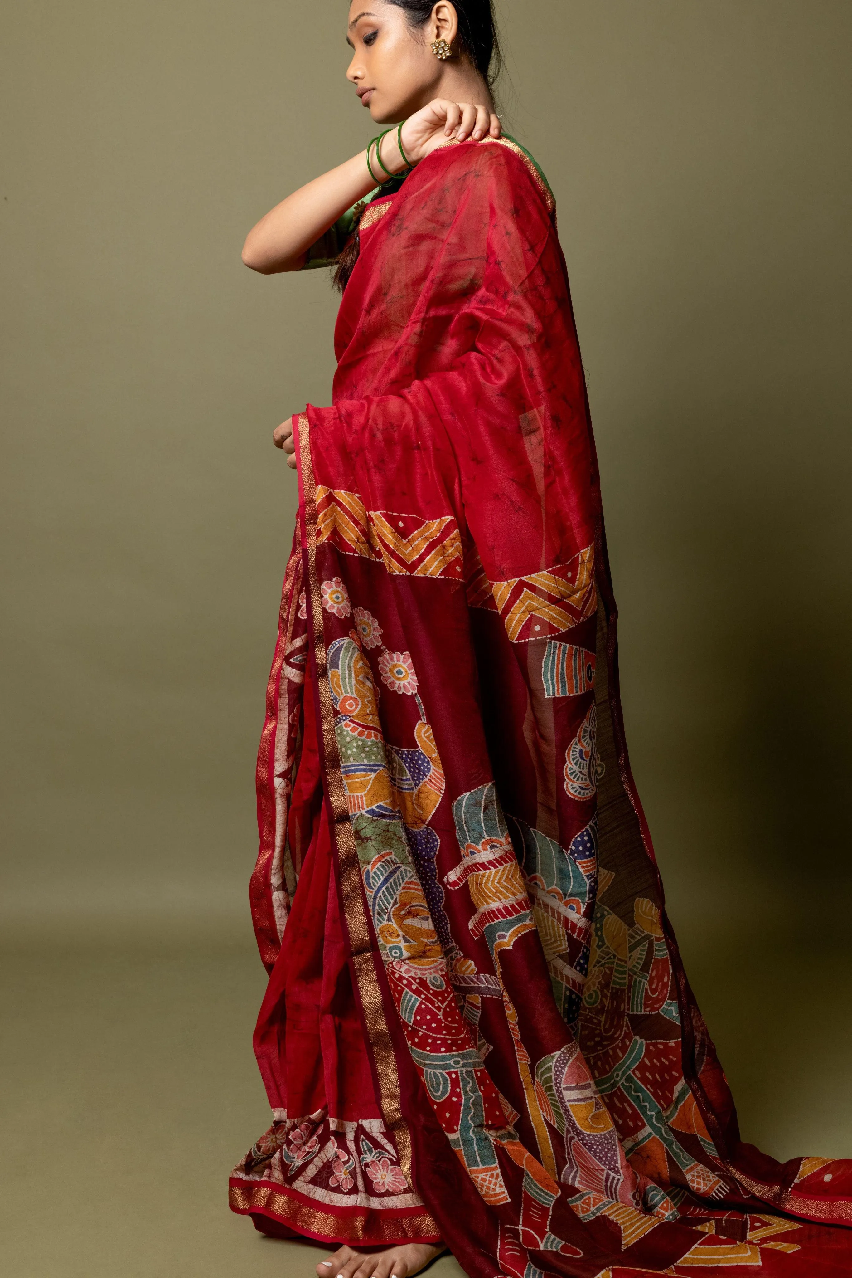 Narmada -Dulhan Batik Phad Maheswari saree