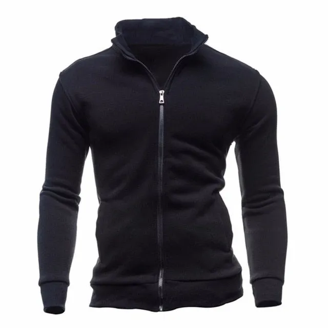 New Basic Zip Hoodies Sweatshirt Autumn Spring Men Up Jacket Casual Long Sleeve Slim Fitness Hoody Sportswear Male