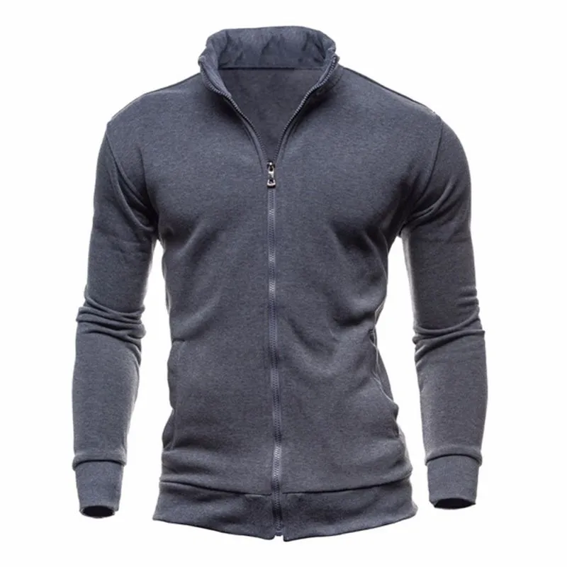 New Basic Zip Hoodies Sweatshirt Autumn Spring Men Up Jacket Casual Long Sleeve Slim Fitness Hoody Sportswear Male