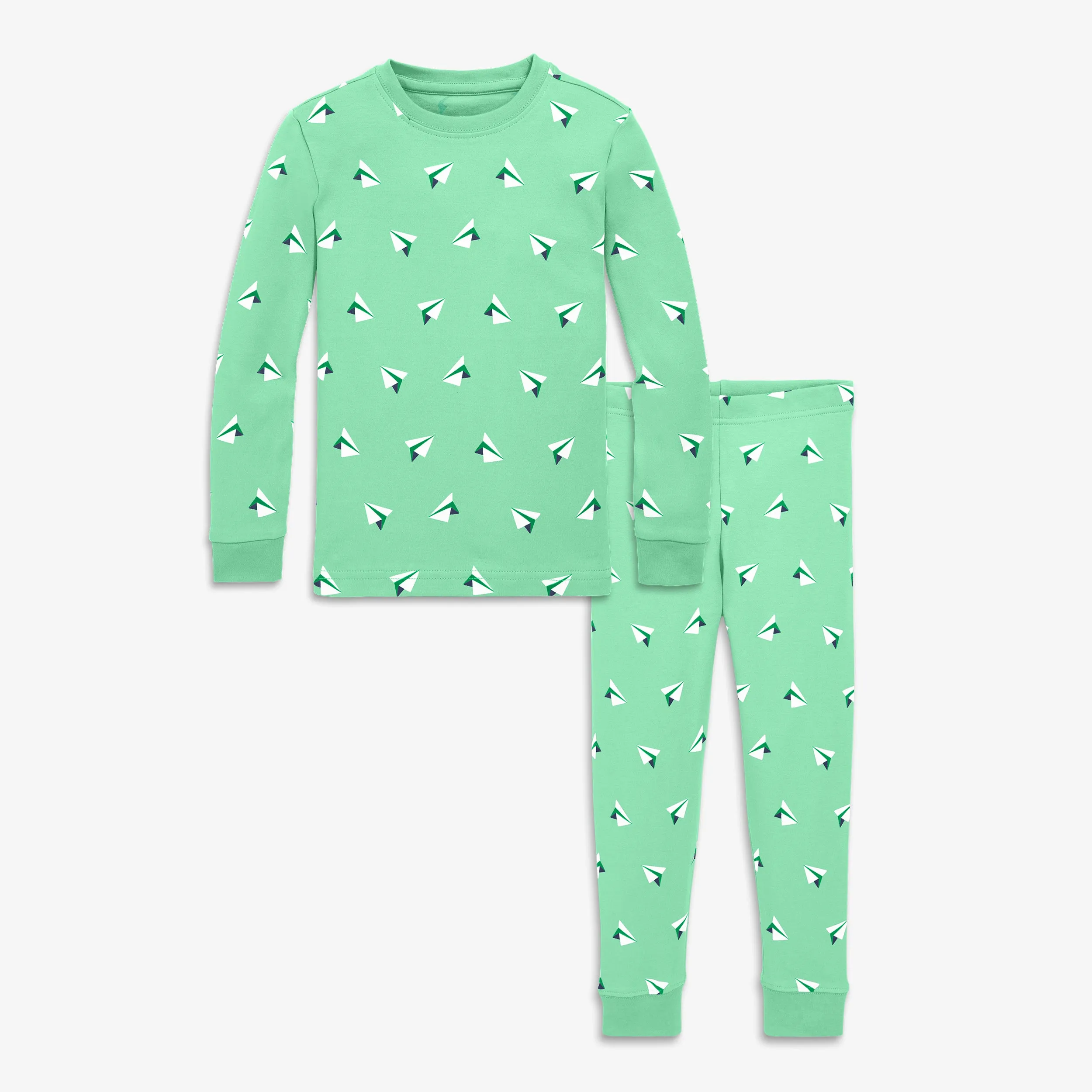 Organic long sleeve PJ set in paper planes